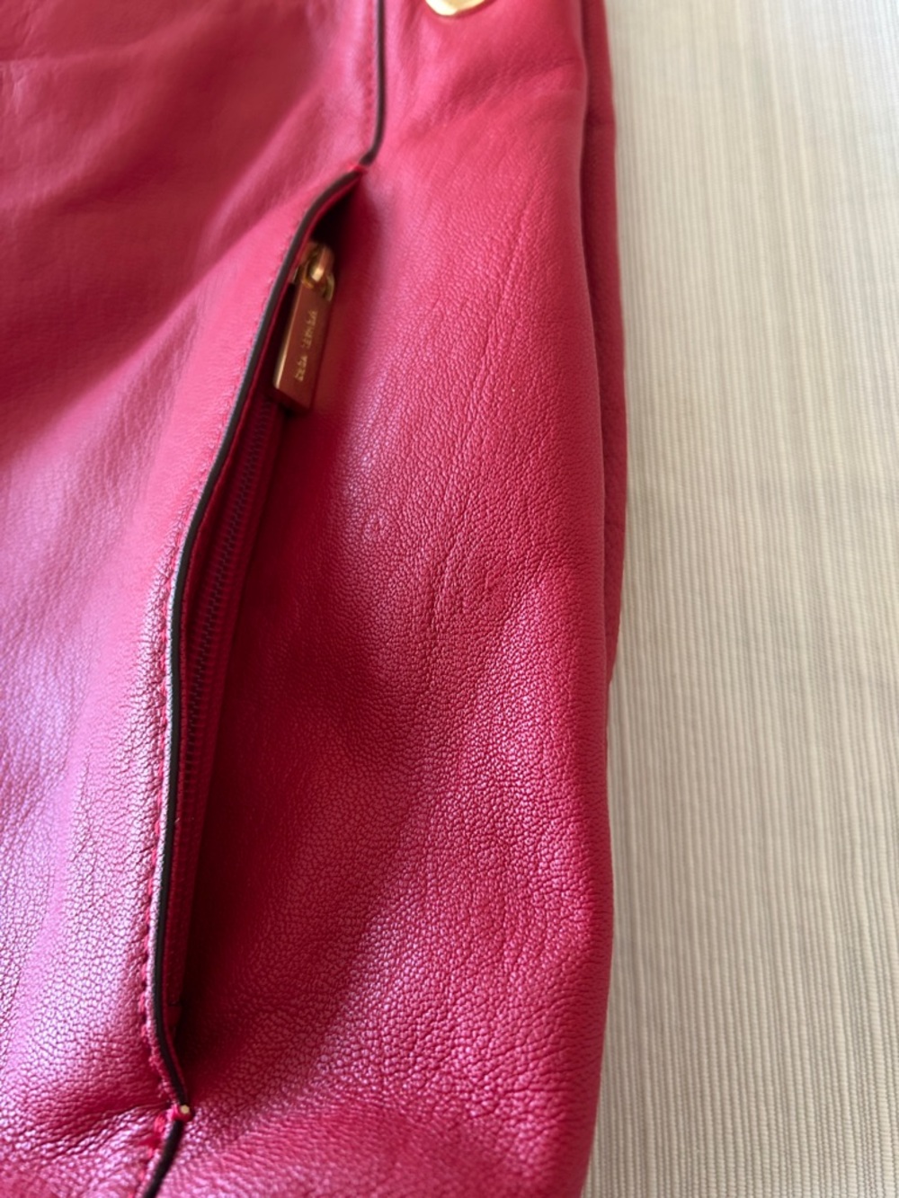 Michael Kors Braided-Handle Red Leather Shoulder Bag with Gold Hardware - Picture 3 of 9